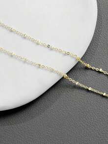 1pc Stainless Steel Double-Layered Stacked Anklet, Bohemian Beach Style Foot Chain, Women Valentine's Day Accessories - 金子 - 查看 7