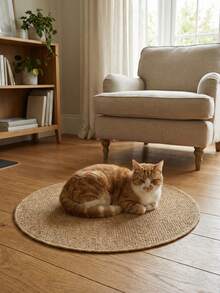 1pc, Machine Washable Premium Faux Sisal Round Decorative Rug, Faux Cat Paw Design, TPR Non-Slip Bottom, Anti-Slip, Wear-Resistant, Foldable And Easy To Store, Living Room Rug, Coaster, Available In Various Sizes, Bedroom Rug, Bedside Rug, Bathroom Rug, Simple Stylish And Elegant, Suitable For Various Scenes And Daily Use, Theme Party, Suitable For Kitchen, Bathroom, Living Room, Dining Room, Study, Bedroom And Other Entryway Decor - Camel - View 6