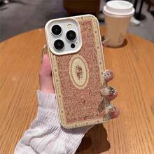 Ốp lưng điện thoại phong cách retro 1 mảnh chất liệu TPU, họa tiết hoa hồng dệt cổ điển, tương thích với Apple 17 Pro Max/17/16 Pro Max/15/13/12/11, S20 FE/A15/S24/A55, Note 11/Note 12/Note 13 Pro, bảo vệ điện thoại toàn diện, chống rơi vỡ, mềm mại. - trắng - Xem 4