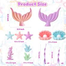 8pcs Purple Mermaid Cake Decorating Kit, Including Seashells, Mermaid Tails, Starfish Decor, Bringing Unparalleled Joy And The Most Beautiful Moments To Your Family And Friends. Bring Dreamy And Gorgeous Decor To Your Party. - Multicolor - View 15