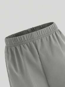 男童字母印花短袖T恤和工装裤休闲套装（2件套） - 灰色 - 查看 6