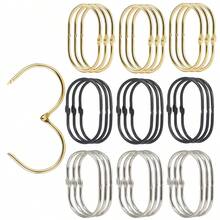 10个/30个/50个装椭圆形浴帘环，浴帘杆挂钩，椭圆形浴帘环，椭圆形浴帘夹，金色，黑色，银色 - 彩色 - 查看 2