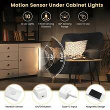 1pc Smart Sensor LED Cabinet Light, Magnetic USB Rechargeable, Suitable For Kitchen, Wardrobe, Stairs, Workbench, Corridor, Home Night Light, Dimmable Illumination - Cabinet Lights - View 5