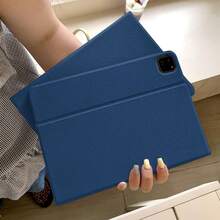 Minimalist Solid Navy Blue Book-Style Cute Tablet Protective Case Suitable Compatible With Apple 11th Gen, Pro 2025 New Model, 10th Gen, Air 7/6, 11 Inch, Fashionable For Women And Men - Navy Blue - View 2