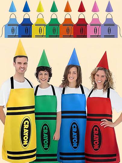 2PCS Colorful Apron And Funny Dwarf Conical Hat Set Are Suitable For Adult Costume Parties, Halloween, Christmas, And Carnival Role-Playing (For Both Men And Women)