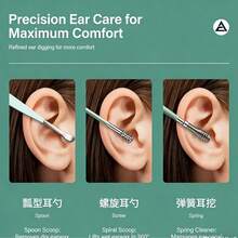 6 piezas Juego de herramientas de acero inoxidable para eliminar el cerumen, cuchara para limpiar los oídos, limpiador de cera de oído, herramienta en espiral para eliminar la cera de oído, juego portátil de limpieza de oídos - Ver 6