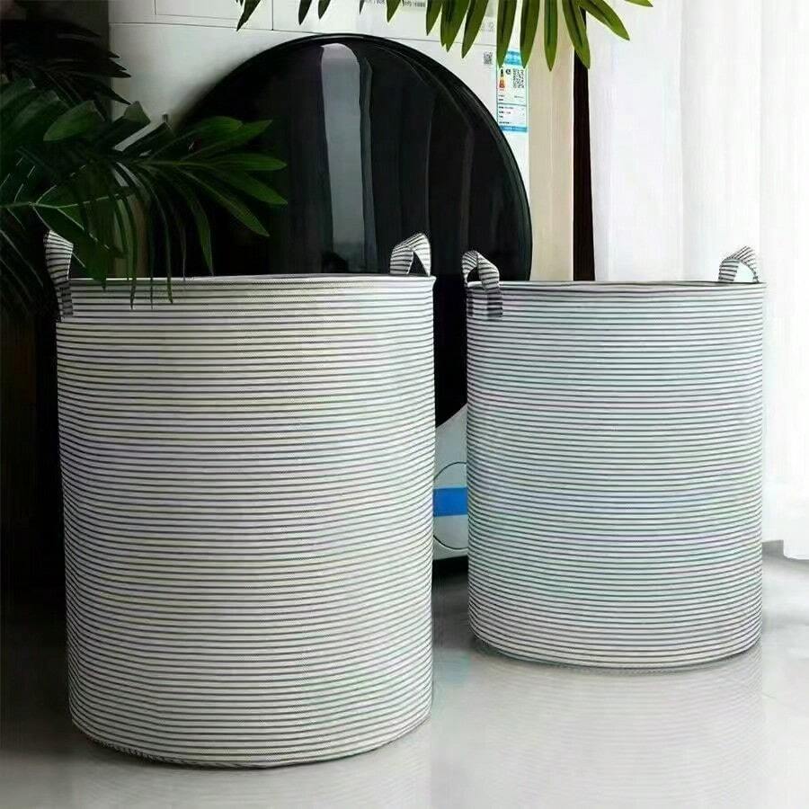 升级版防水可折叠大容量洗衣篮,适用于在浴室、卧室等场所收纳衣物、玩具、杂物等。(手工测量误差1-3厘米属正常现象) - 綠色條紋 - 查看 1