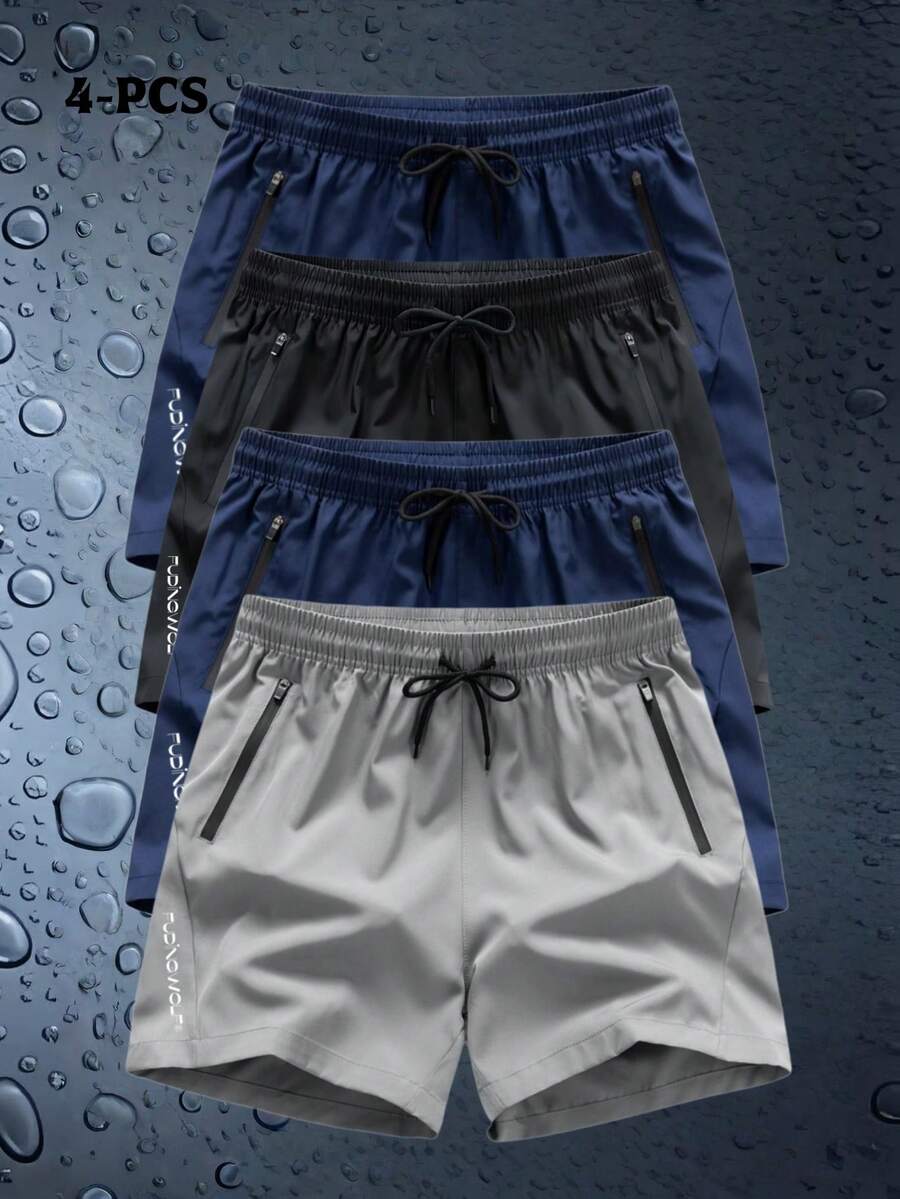 4 chiếc quần short thể thao nam mùa hè, quần short thể thao ngoài trời thoáng khí nhanh khô, thích hợp cho tập luyện và chạy bộ. - Nhiều màu - Xem 1