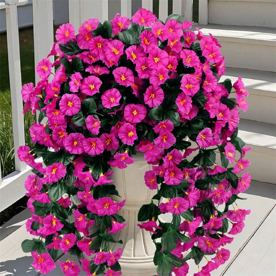 2pcs Artificial Violet Hanging Flowers, Home Garden Wall Decor, Violet Plants For Birthday Wedding Decoration - Multicolor - View 1