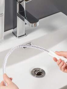 1支浴室毛发堵塞清洁刷，水槽和排水管清洁器，柔性清洁刷，疏通剂 - 白色 - 查看 3