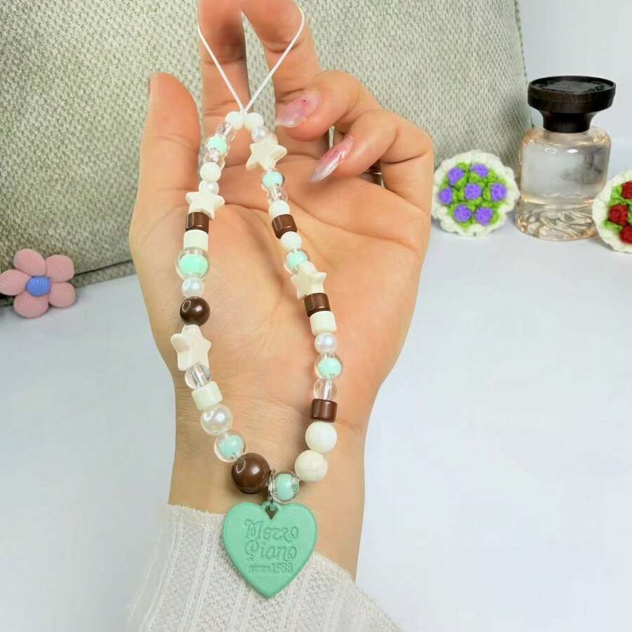 Shockproof Multi-Element Handmade Beaded Star Phone Lanyard Keychain Accessories DIY Chain Wristband Pendant Bag Charm New Beaded Lanyard Wristband CCD Camera Keychain Beaded Phone Charm Portable Chain Phone Case Lanyard Birthday Gift Spring Anniversary - Multicolor - View 1