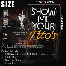 1PC Show Me Your Titos Neon Sign Merchandise Neon Led Sign Bar Neon Sign For Man Cave Dimmable Neon Light Up Sign For Beer Bar Pub Business Club Party Bistro Garage Gift - 多色光 - 查看 2