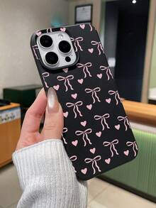3件組蝴蝶結與愛心印花手機殼套組，可愛手機殼，仿皮革紋理防震保護殼，粉紅玫瑰設計的媚美風格，手機殼，相容於手機殼與Galaxy手機殼，相容於 17/相容於 17 Pro/相容於 14/相容於 16/相容於 16 E手機殼/手機殼/相容於 16 Plus/相容於 11/，適合媚美風格愛好者，情人節、生日、週年紀念及日常使用 - 彩色 - 查看 5