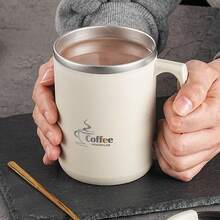 1个450毫升304不锈钢咖啡杯，带手柄和盖子，双层保温咖啡杯，防漏，可盛装茶、牛奶、咖啡、水等，耐热饮水杯，适合学生和成人居家、学校、宿舍、办公室、露营和野餐使用。 - 彩色 - 查看 8