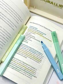 4pcs Cream-Colored Fluorescent Highlighter Pens, Elegant Cream Tone Highlighters For Students, Suitable For Diary, Notebook Highlighting, Back To School Supplies, Office Marker Pens - Sets - View 8