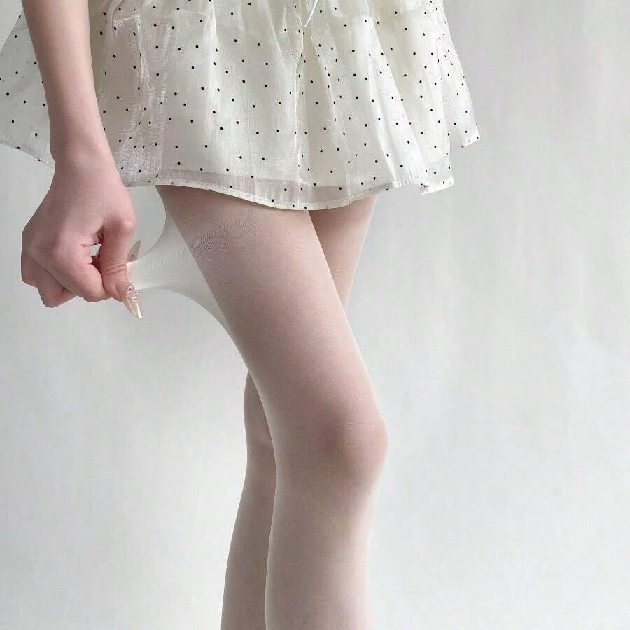 Spring Summer New Sheer Velvet Pantyhose Women Candy Color Sheer Nude Tights Y2K Sexy E-Girl Soft High Waist Hosier - 乳白色 - 查看 1