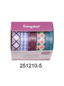 5卷/盒装饰和纸胶带 - 几何、花卉和格子图案，简约风格，适用于日记本、计划本、礼品包装 - 套裝 - 查看 20