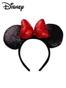 Disney 1个迪士尼米奇米妮亮片蝴蝶结发箍，卡通米妮3D亮片蝴蝶结加厚发箍，圣诞节/万圣节/生日礼物 - 彩色 - 查看 4