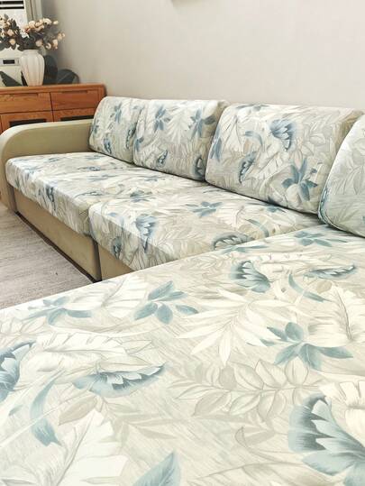 1pc Seasonal Printed Removable & Elastic Sofa Seat Cushion Cover, Suitable For Living Room, Bedroom, Office Sofa Protection, Home Decor