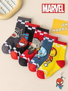 Marvel 1/5/10 Pairs Kids Socks Superhero Socks, Boys Short Tube Socks, Cartoon Spring/Summer Girls Socks, Children Fans Superhero Character Socks - Multicolor - View 2