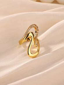 Size 7 & 8 Women's Retro Wave 8-Shaped Cubic Zirconia Ring, 18K Gold Plated Anti-Fading Charming Ring, Wedding Anniversary Birthday Gift, 2026 New Arrival - Multicolor - View 4