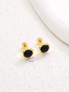 1对时尚、简约、百搭、优雅又可爱的女士耳钉 - 黑色 - 查看 10