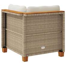 vidaXL Garden Corner Sofa With Cushions, Beige Poly Rattan - Beige - View 5