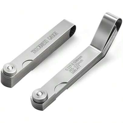 2PCS Feeler Gauges Set - Stainless Steel Feeler Gauges For Valves, Standard SAE/Metric Spark Plug Gap Tool, Straight & Angled Thickness Measuring Tool For Valves, Spark Plug, Guitar, Piston