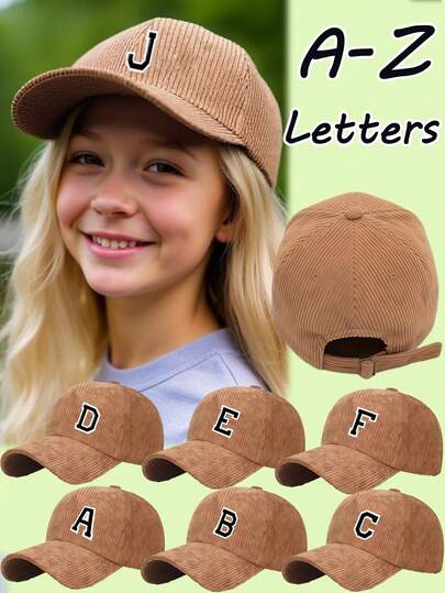 1Pc 26 A-Z Letter Corduroy Thick Hat Truck Cap, Fashionable And Versatile Sun Hat, Suitable For Daily Wear, Can Be Given As A Gift