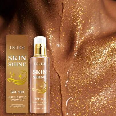 100毫升/3.38液盎司古铜闪粉高光喷雾，希腊女神闪耀光泽，便携式设计，适用于全身、面部、头发、手臂、锁骨，适合狂欢节/狂欢节/化装舞会、自助美黑、古铜粉