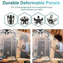 1/2pcs Led Garage Light 180W, 36000LM Garage Lights Ceiling LED With E26/E27 Medium Base, 6000K Deformable LED Shop Lights With 10+1 Adjustable Panels For Garage, Workshop, Attic, Basemen - Màu đen - 2 chiếc - Xem 11