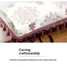 1个古筝（中国古筝）防尘罩，通用135厘米流苏缎面雕花古筝防尘罩，双面雕花古筝罩 - 查看 8