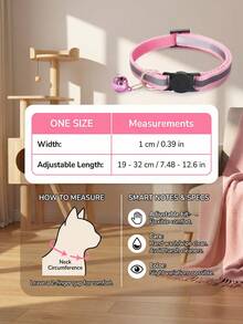 10pcs Random Reflective Detachable Cat Collar With Bell And Round Ears, Suitable For Cats And Small Dogs - Multicolor - View 5