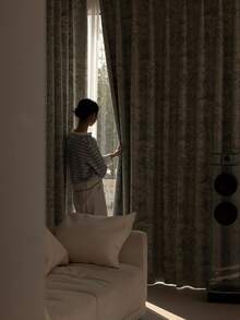 1pc Blackout Thermal Insulated Curtain Fabric - 99% UV-Resistant Polyester, Rod Pocket Hanging, Non-Bleachable Plain Weave, Bedroom Art Theme, Coated Blackout Thermal Insulation, Noise Reduction - Ideal For Bedroom, Farmhouse And School Deep Sleep (280g Fabric Weight) - Multicolor - View 9