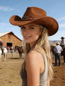 Suede Cowboy Hat With Bull Head Decoration Western Style Unisex For Parties Outdoor Riding And Western Theme Events - Xx Bull Head Sapphire Top Hat - View 2