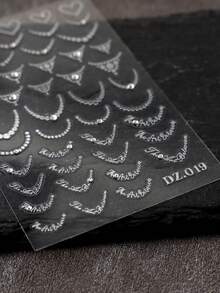 2pcs Silver French Manicure Rhinestone Nail Stickers, 3D Self-Adhesive French Nail Art Stickers, Y2K Style Suitable For Women, DIY Nail Stickers - Silver - View 6