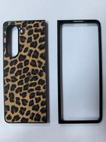 豹纹仿皮手机壳适用于三星 Z Fold3/4/5/6/7 智能手机防水防震防摔防刮 - 棕色 - 查看 6