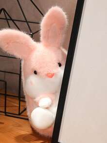 1个可爱粉色毛绒兔子玩偶，女孩粉色布艺兔子抱枕，节日粉色兔子礼物 - 彩色 - 查看 3
