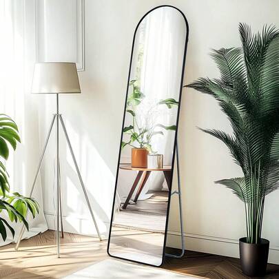 Full Length Mirrors 160x50cm – Free Standing Arched Aluminium Alloy Tempered Glass Floor Mirror, Large Hanging Mirror For Hallway, Living Room, Bedroom