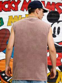 Disney Zootopia Nick & Judy Breakout 230GSM Vintage Washed Streetwear Tank Top, Casual Tank Top - Màu cà phê - Xem 2