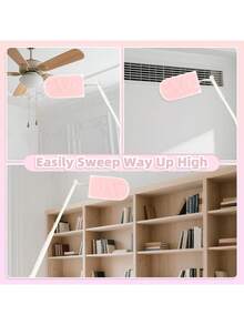 10pcs Heavy Duty Thick Disposable Pink Dust Cleaning Replacement Heads, Paired With 1 Handle, 360° Multi-Surface Coverage Disposable PP Electrostatic Duster, Detachable Brush Head Suitable For Furniture Crevices, Appliance Edges, Wall Lines And Other Narrow Spaces, Deep Cleaning Desktops, Bookshelves, Washing Machines, Furniture, Cars, Keyboards, Pet Hair - Multicolor - View 9