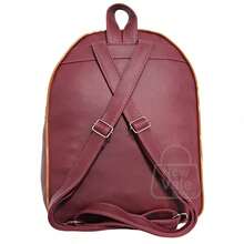 Women's Backpack, Reinforced Small Backpack With Beautiful Exclusive Coin Purse + Pompom Keychain - Burgundy - View 4