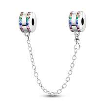 1 Pc Fashion Geometric Sparkling Beads Dangle Charm Silver Plated Fit Bracelet Necklace DIY Holiday Gift - Multicolor - View 8