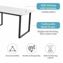 Dining Room Set (Table 140/180*80*75 Cm With 8 Chairs), Modern Kitchen Set, Black Velvet Chairs, White MDF Tabletop, Black Table Legs - Black - View 8