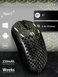 ATTACK SHARK MAMBASNAKE M2 无线游戏鼠标，轻量化碳纤维设计，仅重 41 克，搭载 PAW3395PRO 芯片，40,000 DPI，欧姆龙 1 亿次点击寿命，三种连接模式：有线/蓝牙/2.4G，符合人体工学的电脑鼠标 - 彩色 - 查看 4