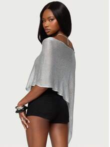 Women Sheer Mesh Poncho Top Crochet Knit Lightweight See Through Shawl Wrap Summer Oversized Loose Shrug Beachwear Swimsuit Bikini Cover Ups - 銀色 - 查看 9