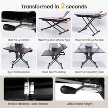 Extendable Lift Top Dining Table Coffee Table, 4 IN 1 Height Adjustable Multifunction Convertible Table For Living Room, Dining Room, Black & Brown - Dark Walnut - View 7