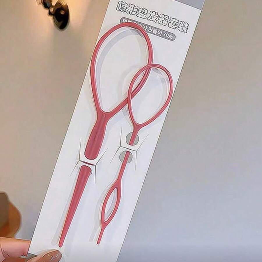2个莲花粉色发髻器，发髻造型工具 - 藕粉色 - 查看 1
