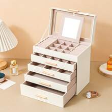 BOOVO Women's Jewelry Box 5-6-Layer Large Capacity Jewelry Storage Box - Transparent Lid For Displaying Jewelry 5-6 Drawers For Sorting -Suitable Storage Box For Rings, Necklaces, And Bracelets - Soft Velvet Lining - Artificial Leather Storage Box - Multicolor - View 16