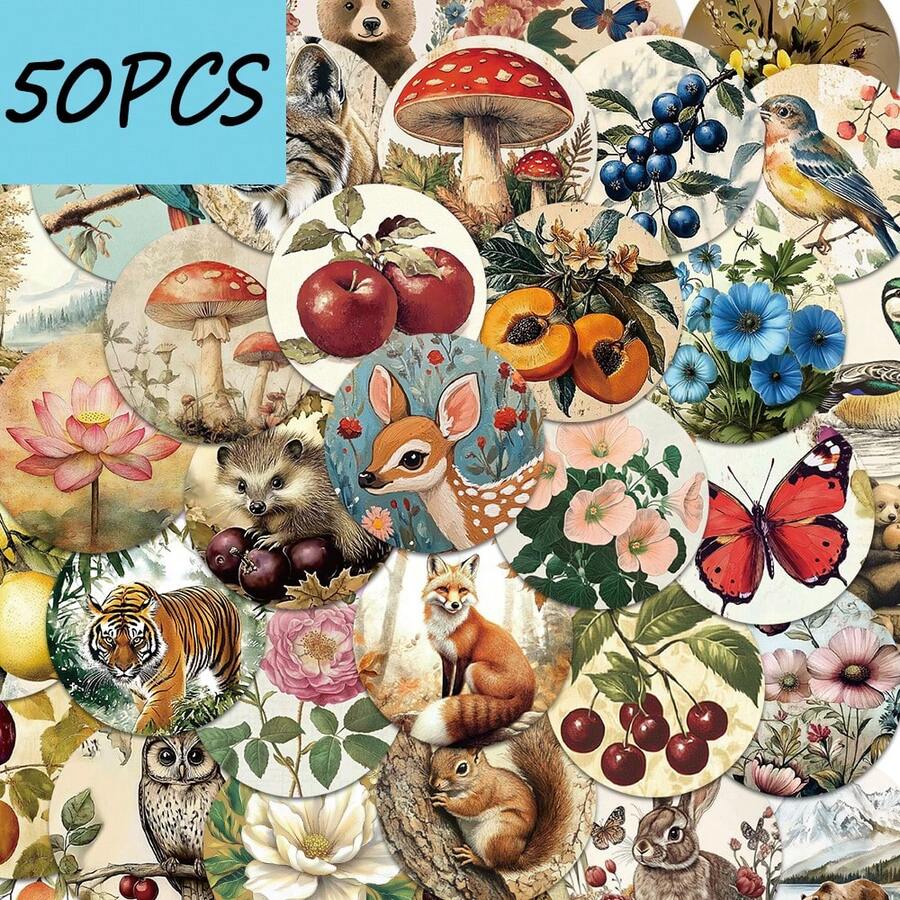 SCXXBSW 50pcs Animal Forest Stickers, Suitable For Decorating Laptops, Mobile Phones, Laptops, Refrigerators, Waterproof Stickers - Multicolor - View 1